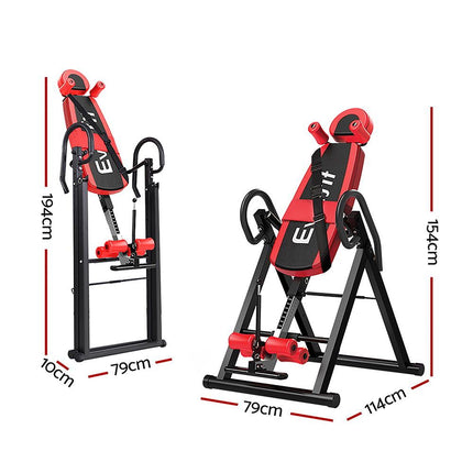Everfit Inversion Table Gravity Exercise Inverter Back Stretcher Home Gym Red 3