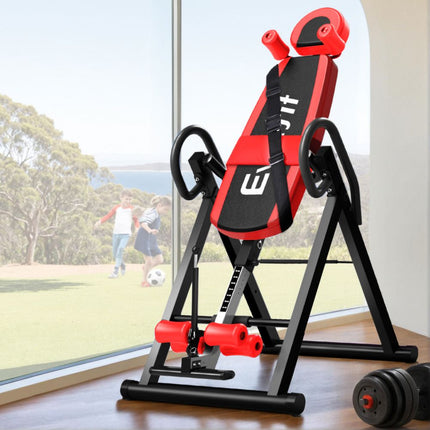 Everfit Inversion Table Gravity Exercise Inverter Back Stretcher Home Gym Red 9