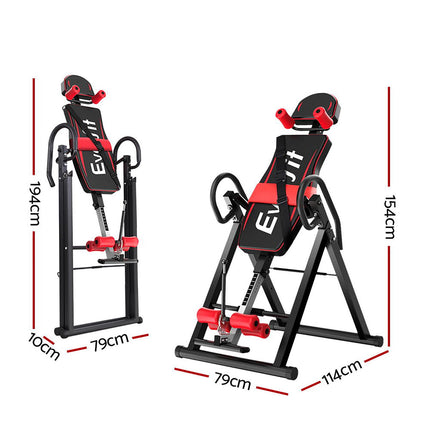Everfit Inversion Table Gravity Exercise Inverter Back Stretcher Home Gym Black 2