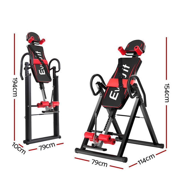 Everfit Inversion Table Gravity Exercise Inverter Back Stretcher Home Gym Black 2