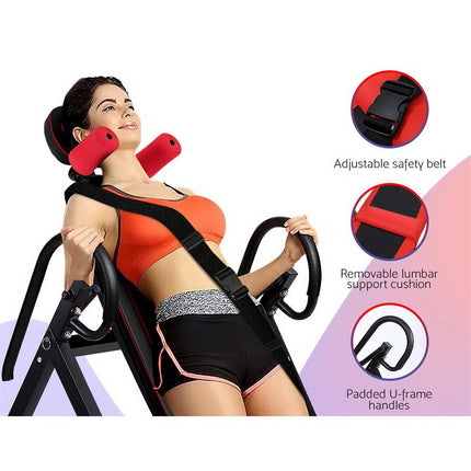 Everfit Inversion Table Gravity Exercise Inverter Back Stretcher Home Gym Black 3