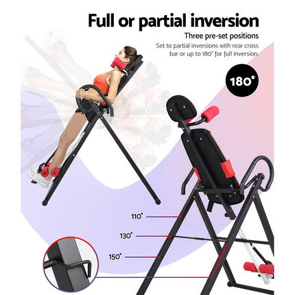 Everfit Inversion Table Gravity Exercise Inverter Back Stretcher Home Gym Black 5