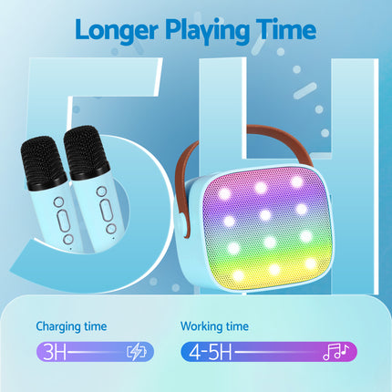 Alpha Mini Portable Karaoke Machine for Adults Kids with 2 Wireless Microphones 7