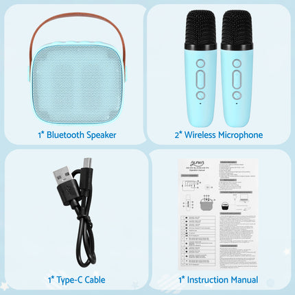 Alpha Mini Portable Karaoke Machine for Adults Kids with 2 Wireless Microphones 10