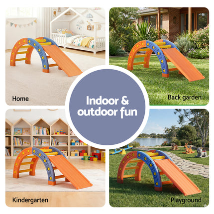 Keezi Kids Climbing Frame Set With Slide Indoor Outdoor Toddler Toys Pikler Arch Climber 6