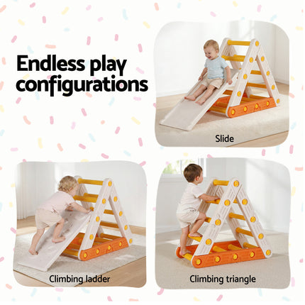 Keezi Kids Climbing Frame Set With Slide Indoor Outdoor Toddler Toys Pikler Triangle Climber 4