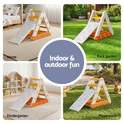 Keezi Kids Climbing Frame Set With Slide Indoor Outdoor Toddler Toys Pikler Triangle Climber 6