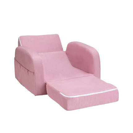 Keezi Kids Sofa 1 Seater Children Flip Open Couch Lounger Armchair Soft Pink 3