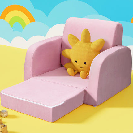 Keezi Kids Sofa 1 Seater Children Flip Open Couch Lounger Armchair Soft Pink 6