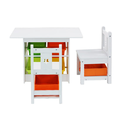 Keezi 3PCS Kids Table and Chairs Set Children Furniture Play Toys Storage Box 3