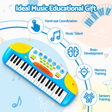 Keezi Kids Piano Keyboard 37 Keys Electronic Musical Instrument Set w/ Stool Microphone 4