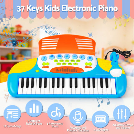 Keezi Kids Piano Keyboard 37 Keys Electronic Musical Instrument Set w/ Stool Microphone 5