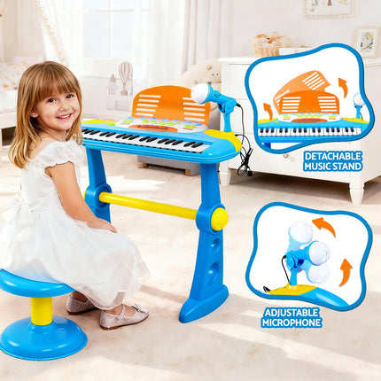 Keezi Kids Piano Keyboard 37 Keys Electronic Musical Instrument Set w/ Stool Microphone 6