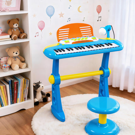 Keezi Kids Piano Keyboard 37 Keys Electronic Musical Instrument Set w/ Stool Microphone 7