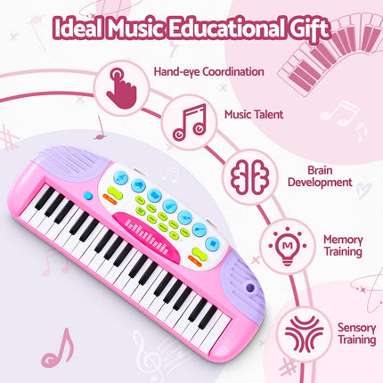Keezi Kids Piano Keyboard 37 Keys Electronic Musical Instrument Set w/ Stool Microphone 4
