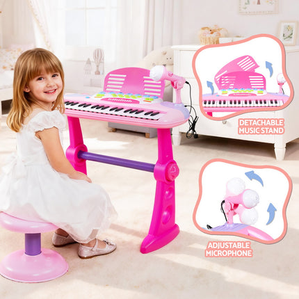 Keezi Kids Piano Keyboard 37 Keys Electronic Musical Instrument Set w/ Stool Microphone 6