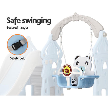 Keezi Kids Slide Swing Set Basketball Hoop Rings Outdoor Playground 170cm Blue 6