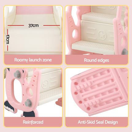 Keezi Kids Slide Set Basketball Hoop Outdoor Playground Toy Dragon 125cm Slide Pink 5