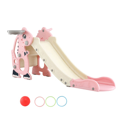 Keezi Kids Slide Set Basketball Hoop Outdoor Playground Toy Dragon 125cm Slide Pink 7