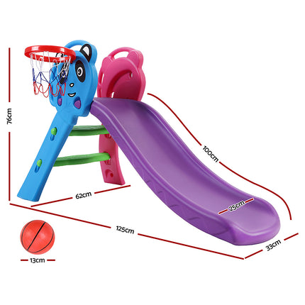 Keezi Kids Slide Set Basketball Hoop Indoor Outdoor Playground Toys 100cm Blue 2