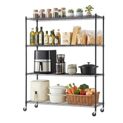 Artiss 4-Tier Kitchen Rack Shelf with Wheels Shelving 152x45x187CM Adjustable Metal Storage Shelves 2