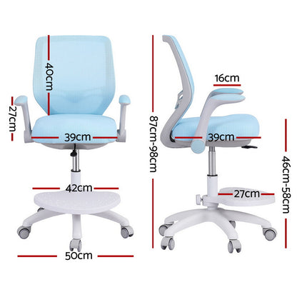 Keezi Kids Ergonomic Study Chair Adjustable w/ Wheels Footrest Blue 2