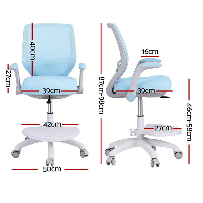 Keezi Kids Ergonomic Study Chair Adjustable w/ Wheels Footrest Blue 2