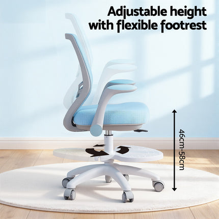 Keezi Kids Ergonomic Study Chair Adjustable w/ Wheels Footrest Blue 4