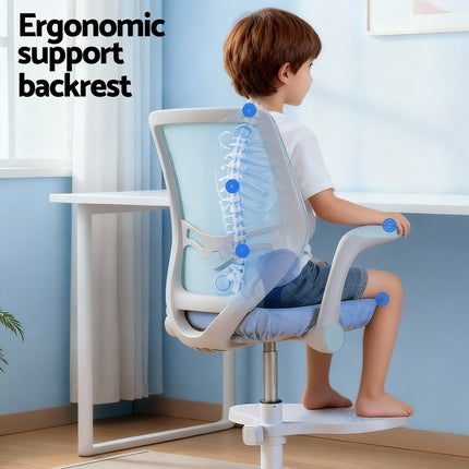 Keezi Kids Ergonomic Study Chair Adjustable w/ Wheels Footrest Blue 5