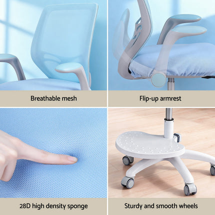 Keezi Kids Ergonomic Study Chair Adjustable w/ Wheels Footrest Blue 6