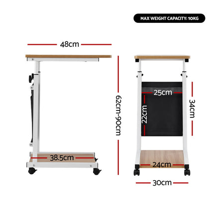 Artiss Laptop Desk Height Adjustable Mobile Workstation Computer Desks 48CM Oak 2