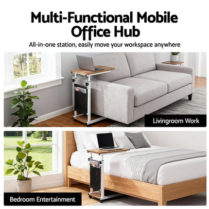 Artiss Laptop Desk Height Adjustable Mobile Workstation Computer Desks 48CM Oak 4