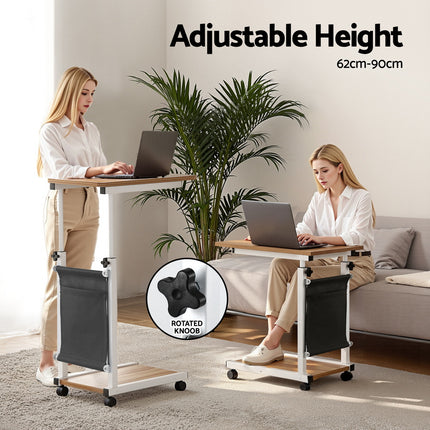 Artiss Laptop Desk Height Adjustable Mobile Workstation Computer Desks 48CM Oak 5