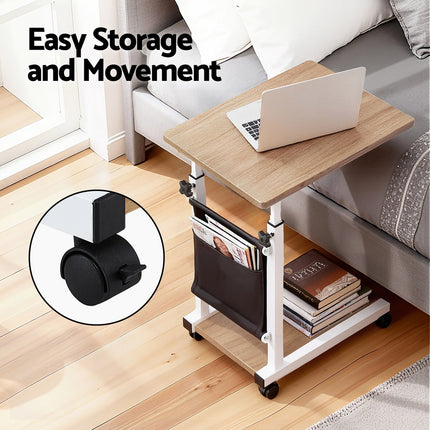 Artiss Laptop Desk Height Adjustable Mobile Workstation Computer Desks 48CM Oak 6