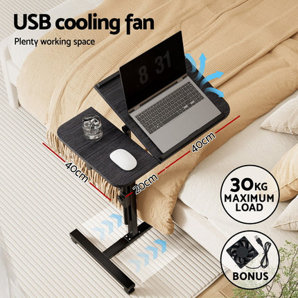 Artiss Laptop Desk Table Fan Cooling Black 60CM 4
