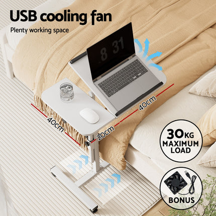 Artiss Laptop Desk Table Fan Cooling White 60CM 4