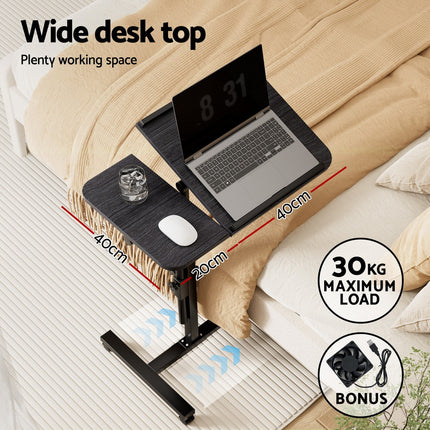 Artiss Laptop Desk Table Fan Cooling Black 60CM 4