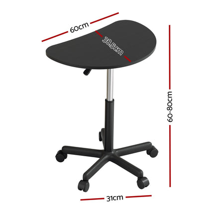 Artiss Laptop Desk Portable Height Adjustable Table Caster Wheels 60CM Black 2