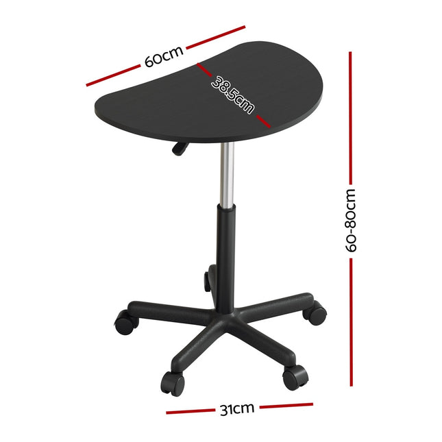 Artiss Laptop Desk Portable Height Adjustable Table Caster Wheels 60CM Black 2