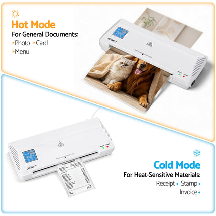 Devanti A4 Laminator Machine, Hot & Cold Thermal Fast Lamination Anti-Jam Laminator for Office School Home Document Photo Card Handmade A4 A5 A6, White 5