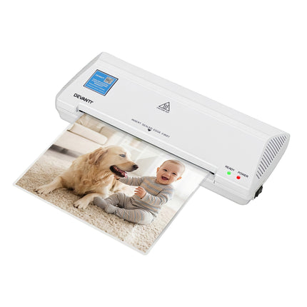 Devanti A4 Laminator Machine, Hot & Cold Thermal Fast Lamination Anti-Jam Laminator for Office School Home Document Photo Card Handmade A4 A5 A6, White 10