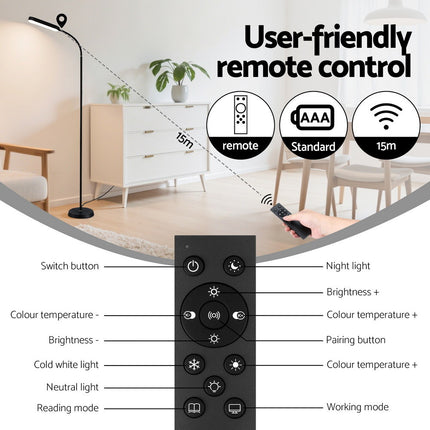 Artiss LED Floor Lamp with Remote Control & 4 Color Temperature Reading Living Room Bedroom Office 8