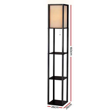 Artiss Floor Lamp 3 Tier Shelf Shelf Storage LED Light Stand Home Room Vintage Black 3