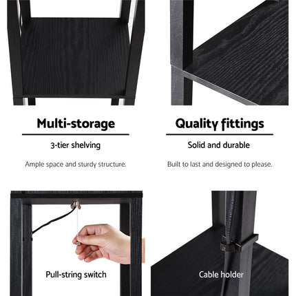 Artiss Floor Lamp 3 Tier Shelf Shelf Storage LED Light Stand Home Room Vintage Black 7
