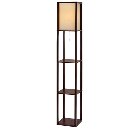 Artiss Floor Lamp 3 Tier Shelf Storage LED Light Stand Home Room Vintage Brown 2