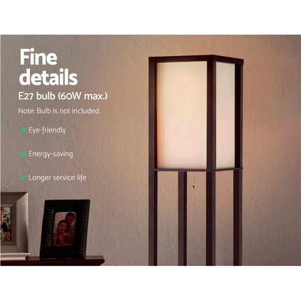 Artiss Floor Lamp 3 Tier Shelf Storage LED Light Stand Home Room Vintage Brown 6