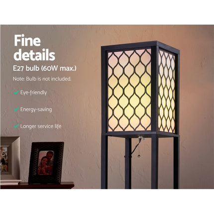 Artiss Floor Lamp 3 Tier Shelf Storage LED Light Stand Home Room Pattern Black 6