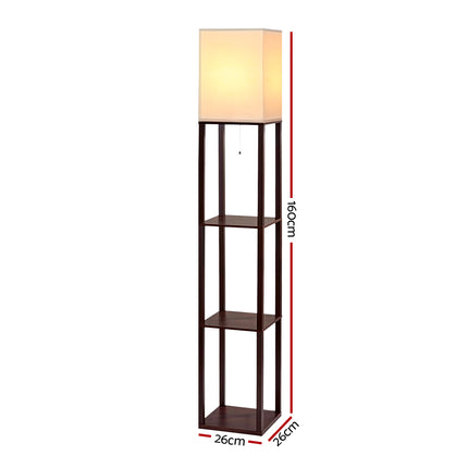 Artiss Floor Lamp 3 Tier Shelf Storage LED Light Stand Home Room Vintage White 3