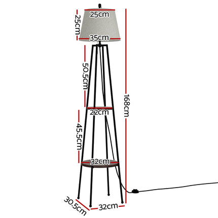 Artiss Floor Lamp 2 Tier Shelf Storage LED Light Stand Home Living Room Upright 2