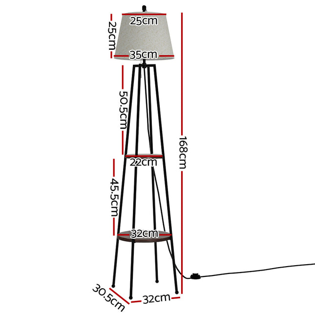 Artiss Floor Lamp 2 Tier Shelf Storage LED Light Stand Home Living Room Upright 2
